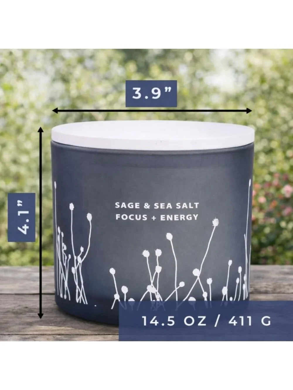 Large White Sage & Sea Salt 3-Wick Soy Candle - Aromatherapy for Cleansing